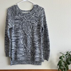 Studio Works Blue and White Cable Knit Sweater